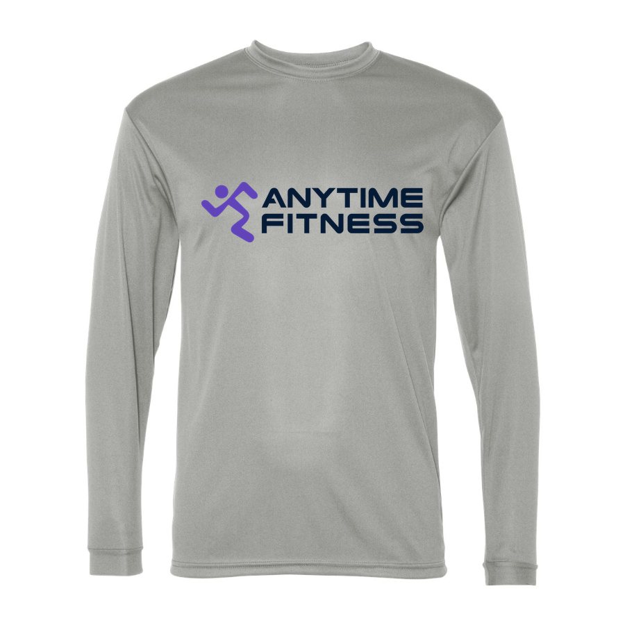 Men's Anytime Fitness Polyester Long Sleeve T-Shirt - Silver