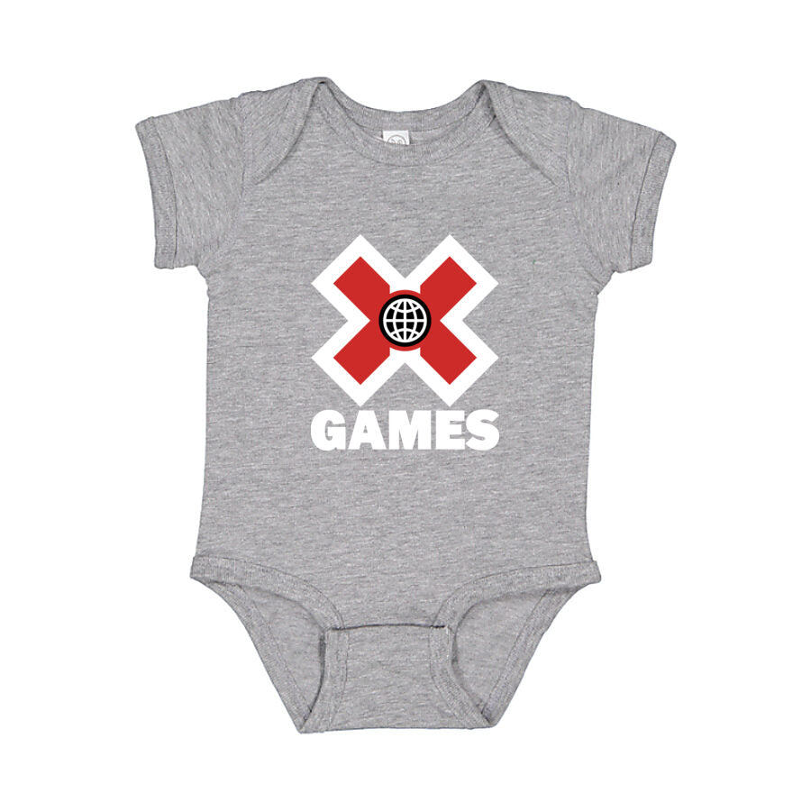 X Games White Logo Baby Romper Onesie - Gray