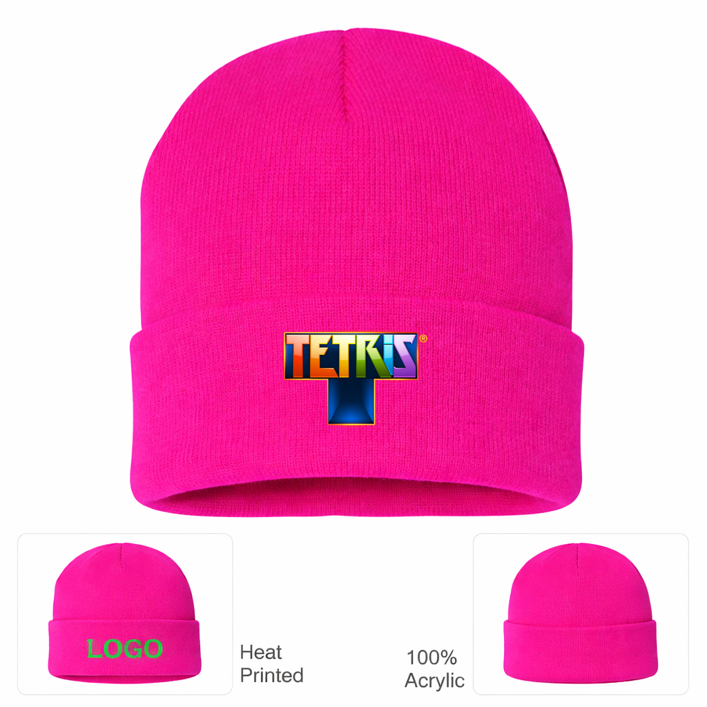 Tetris Beanie Hat - Hot Pink