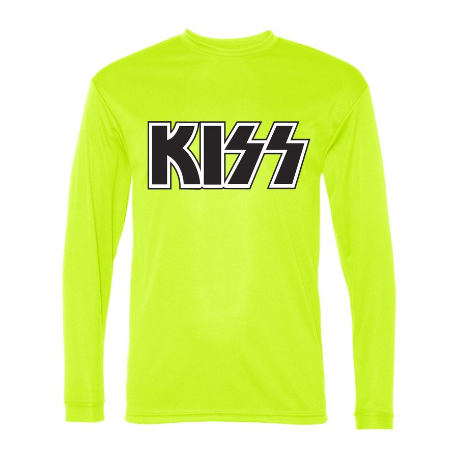 Men's Kiss Polyester Long Sleeve T-Shirt - Safety Yellow