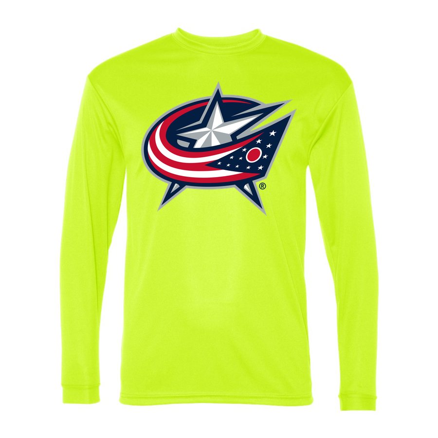 Men's Columbus Blue Jackets Polyester Long Sleeve T-Shirt - Safety Yellow