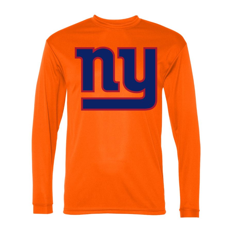 Men's New York Giants Polyester Long Sleeve T-Shirt - Safety Orange