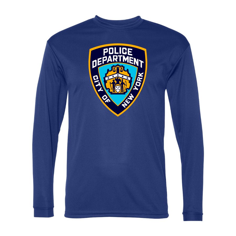 Men's NYPD Polyester Long Sleeve T-Shirt - Royal Blue