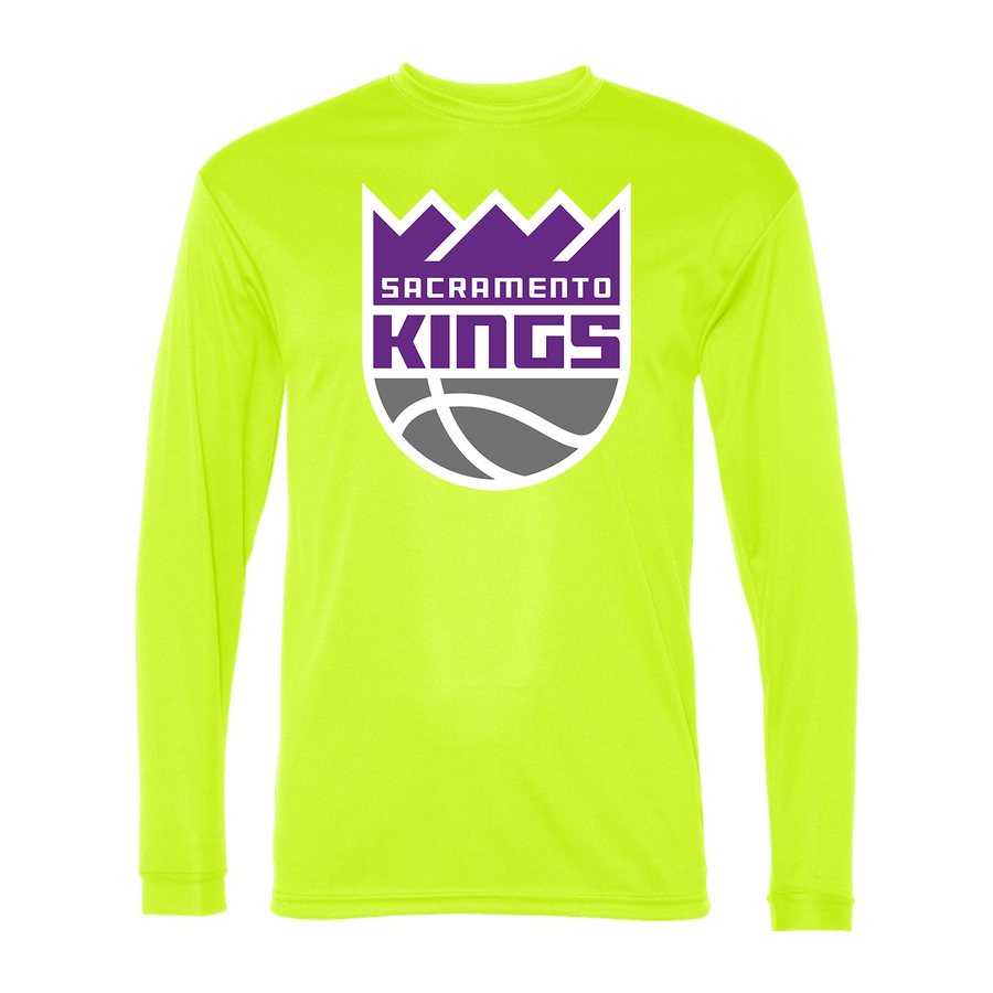 Men's Sacramento Kings Polyester Long Sleeve T-Shirt - Safety Yellow