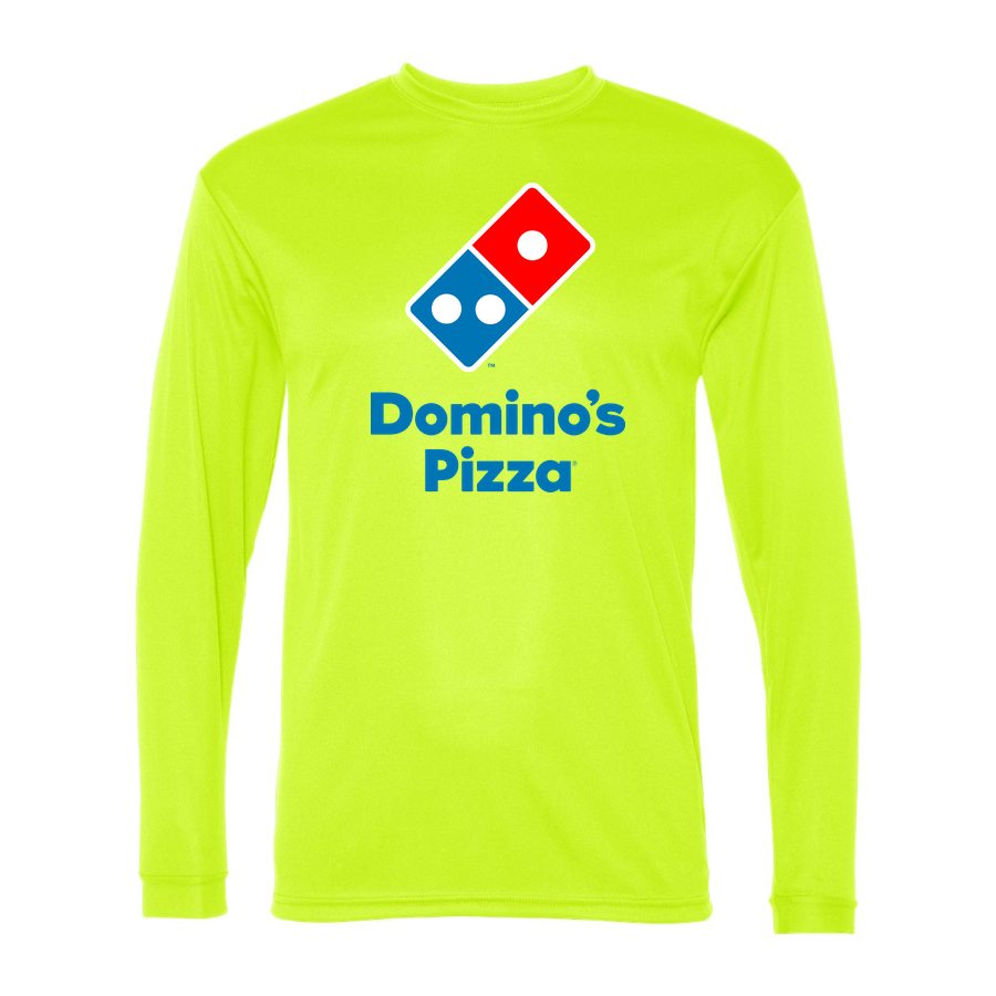 Men's Domino's Pizza Polyester Long Sleeve T-Shirt - Safety Yellow