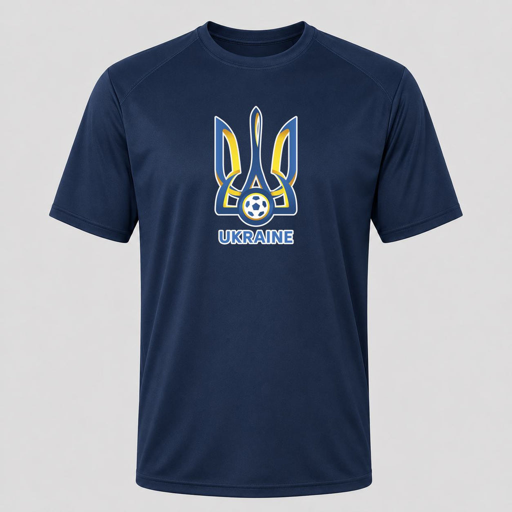 Men's Ukraine National Football Soccer Team Performance T-Shirt - Navy