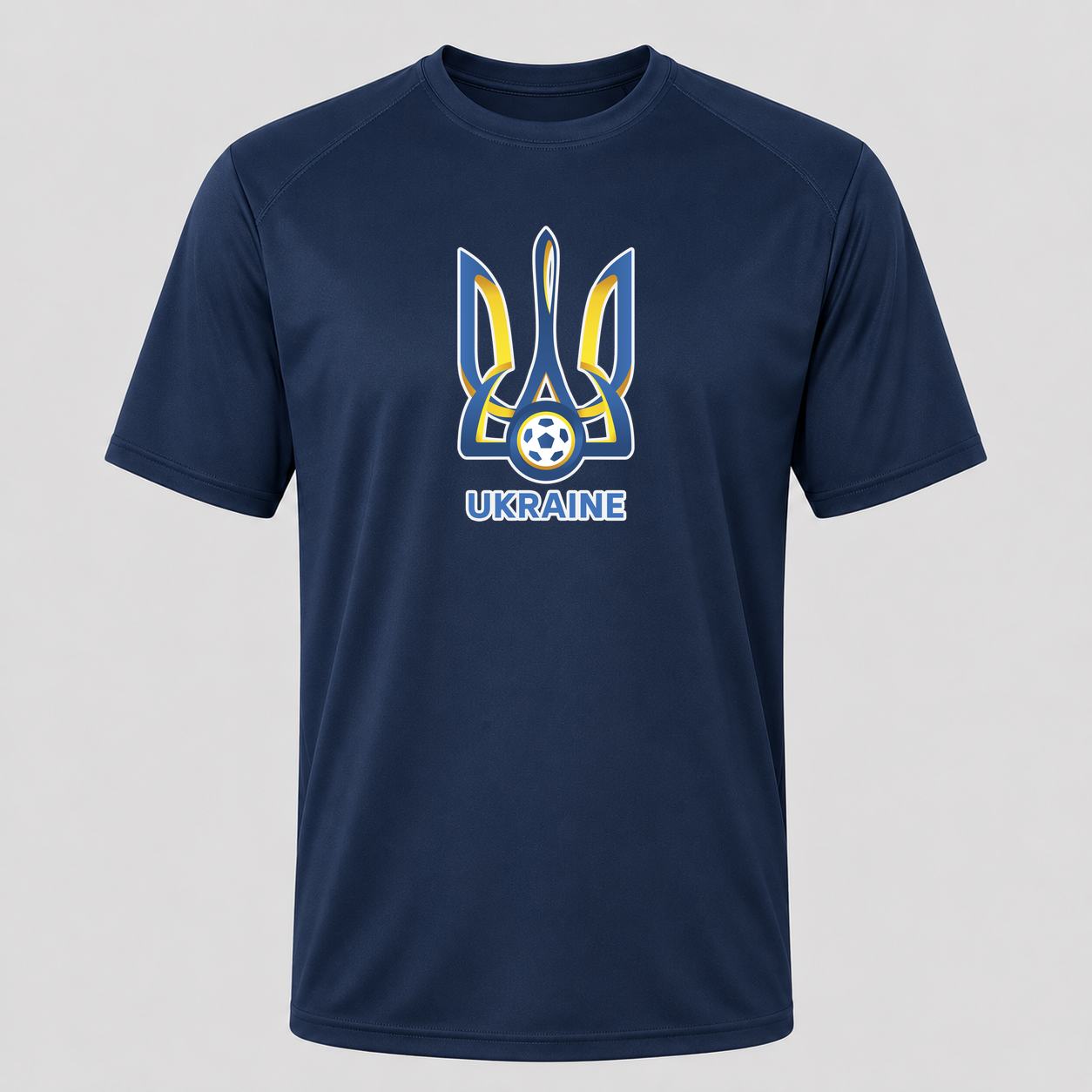 Men's Ukraine National Football Soccer Team Performance T-Shirt - Navy