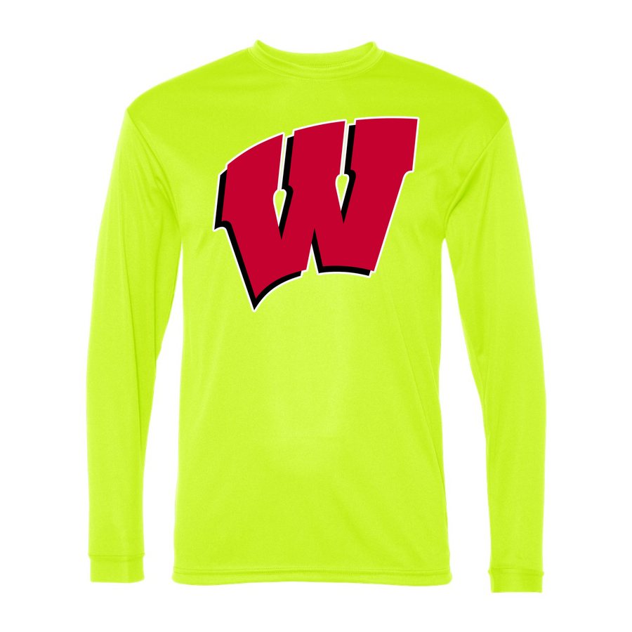 Men's Wisconsin Badgers Polyester Long Sleeve T-Shirt - Safety Yellow