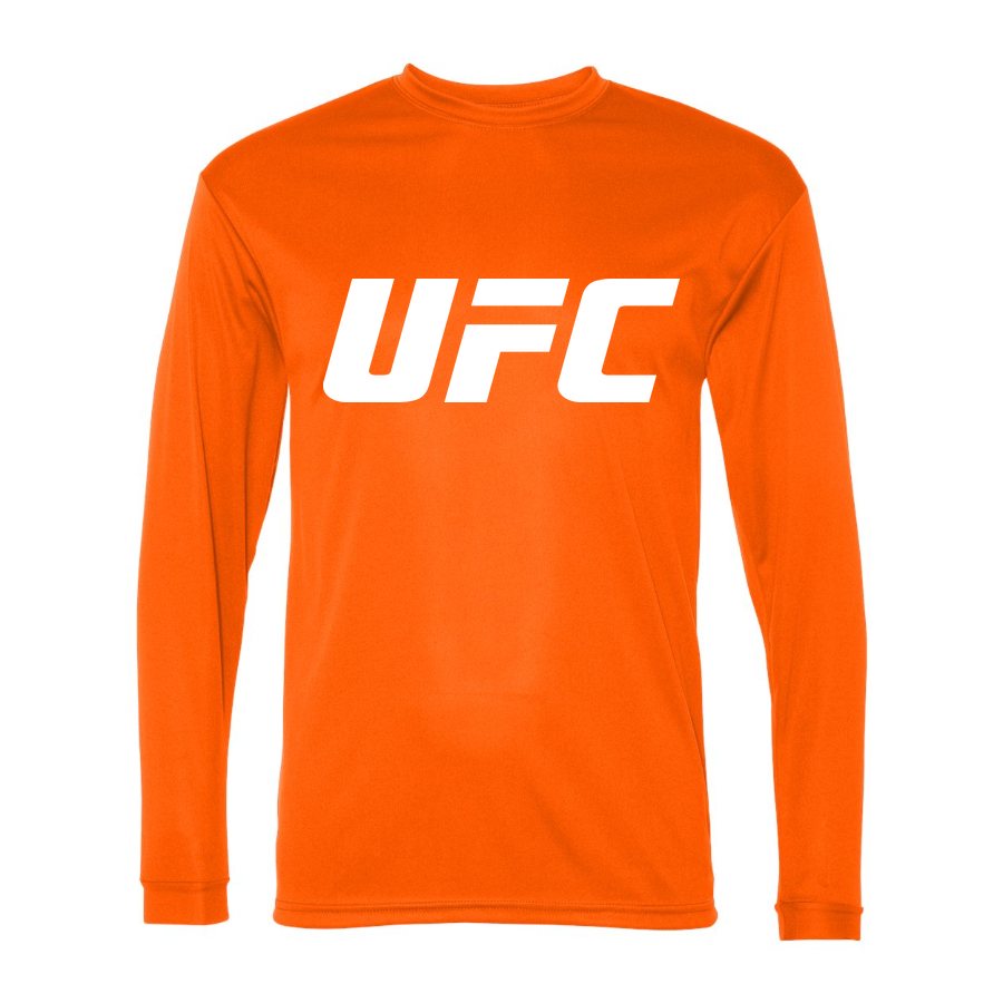 Men's UFC White Logo Polyester Long Sleeve T-Shirt - Safety Orange