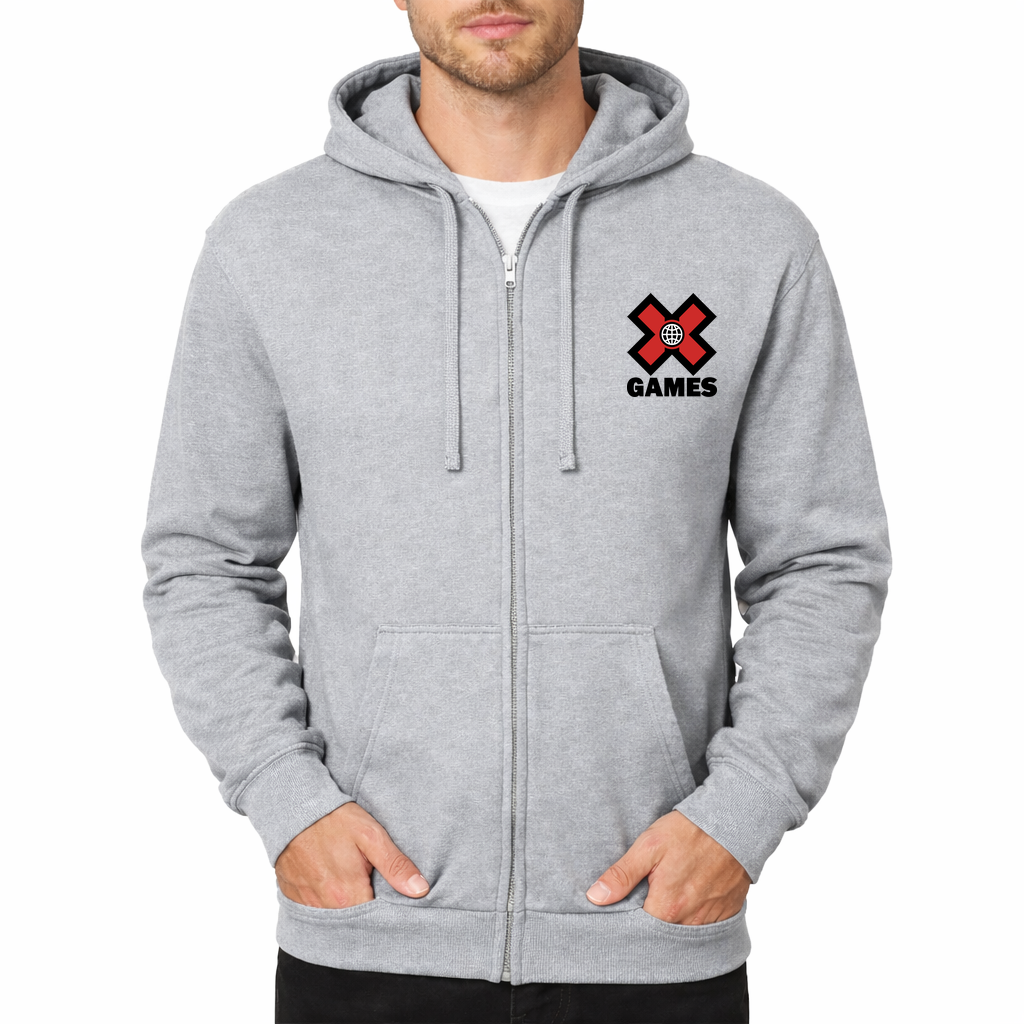 Men's X Games logo.svg Zipper Hoodie - Grey