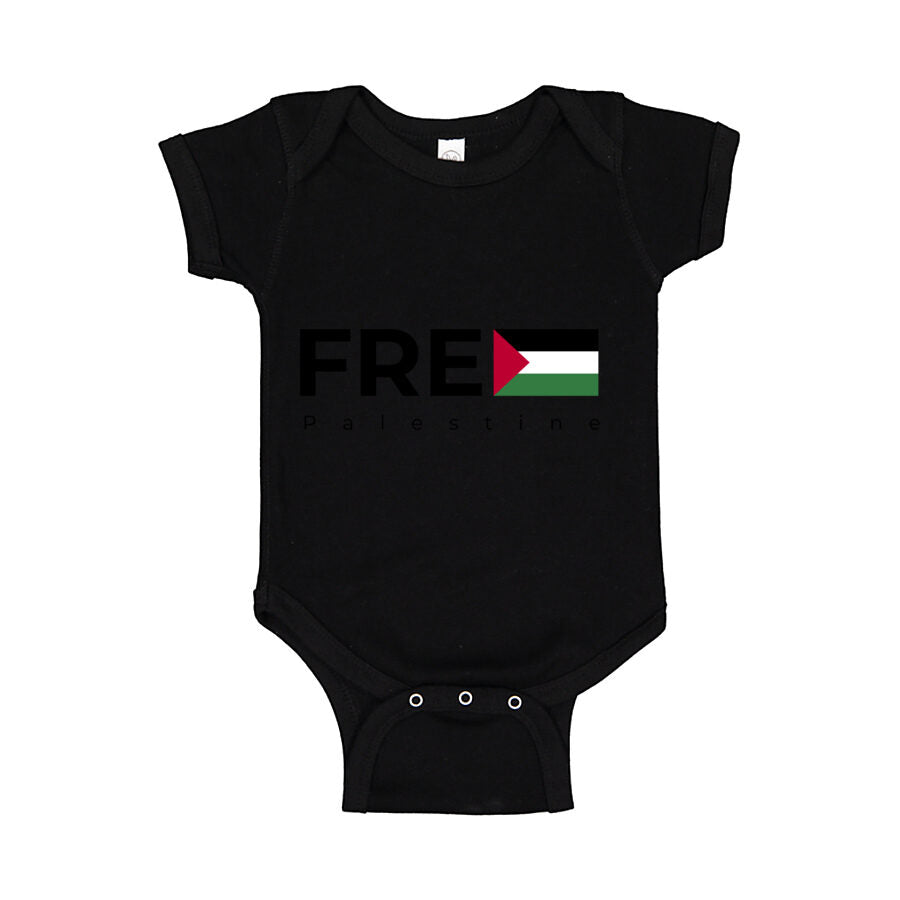 Free Palestine Black Logo Baby Romper Onesie - Black