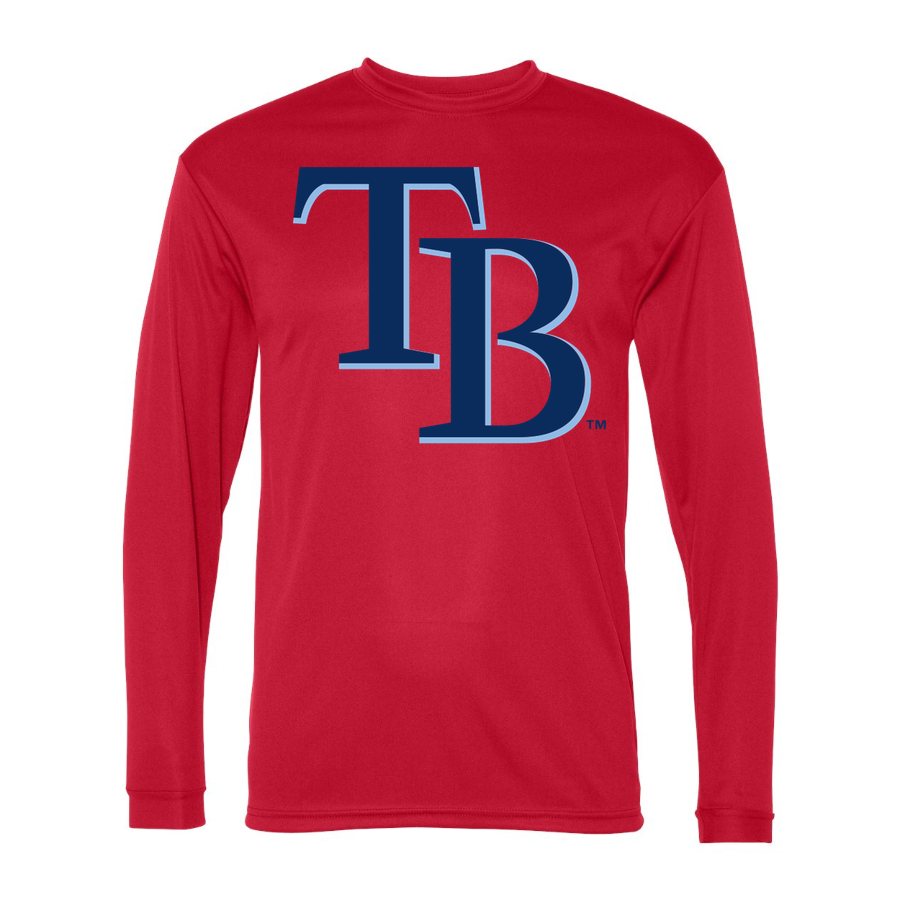 Men's Tampa Bay Rays Polyester Long Sleeve T-Shirt - Red