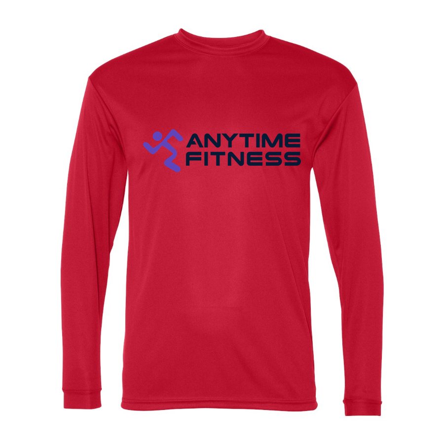 Men's Anytime Fitness Polyester Long Sleeve T-Shirt - Red