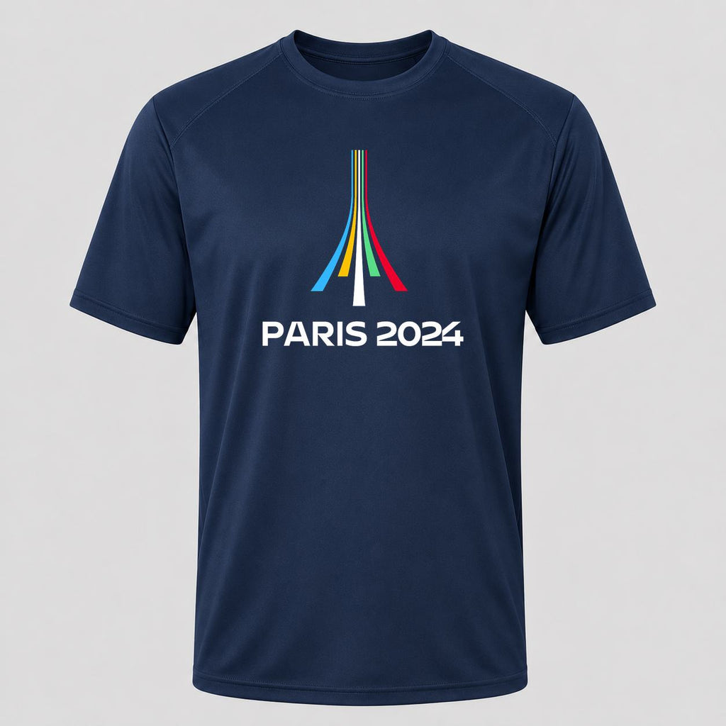 Men's Paris 2024 Olympics White Performance T-Shirt - Navy