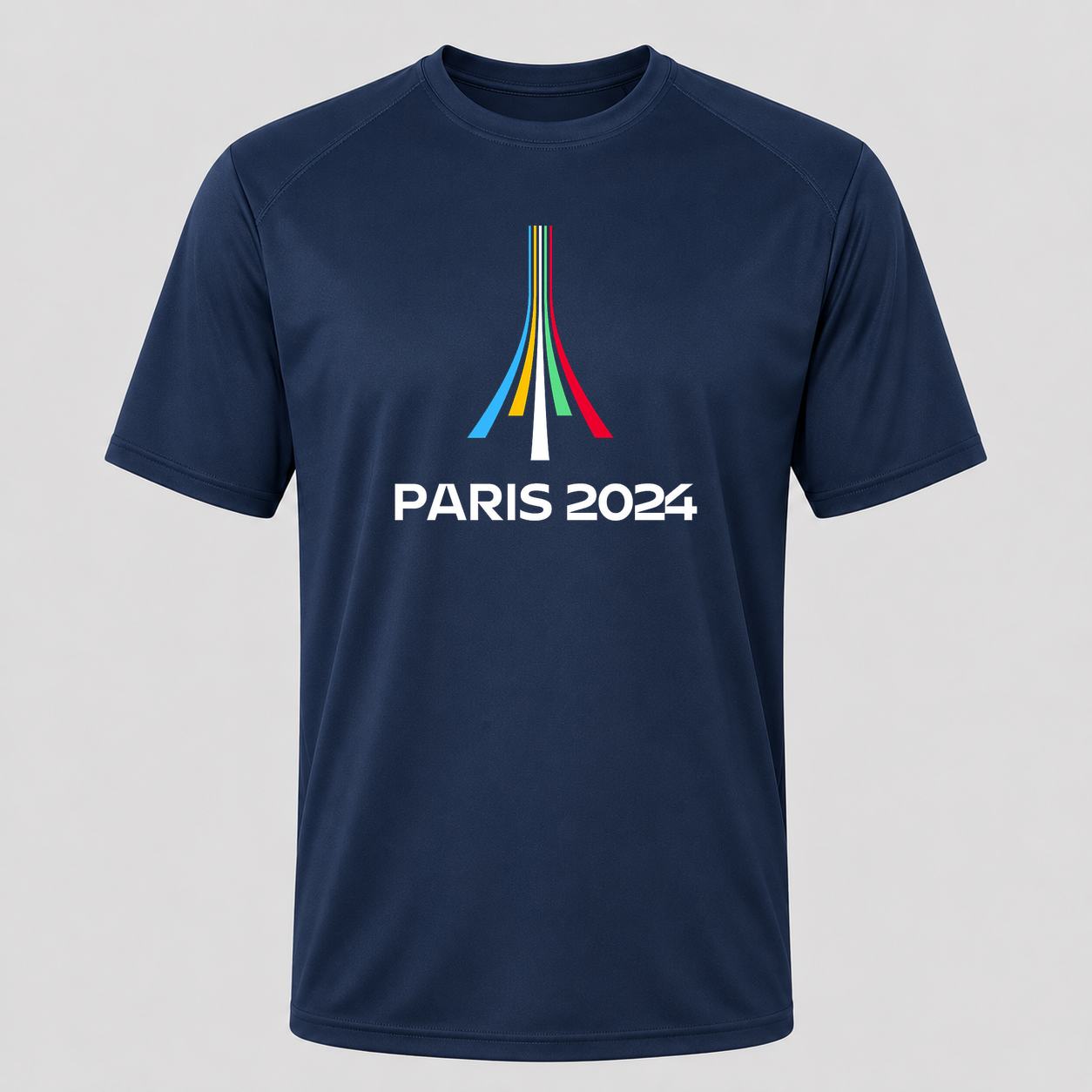 Men's Paris 2024 Olympics White Performance T-Shirt - Navy