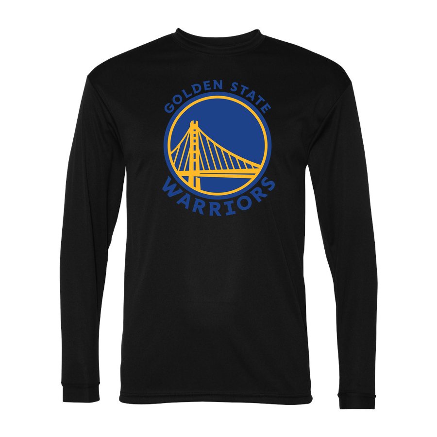 Men's Golden State Warriors Blue Logo Polyester Long Sleeve T-Shirt - Black