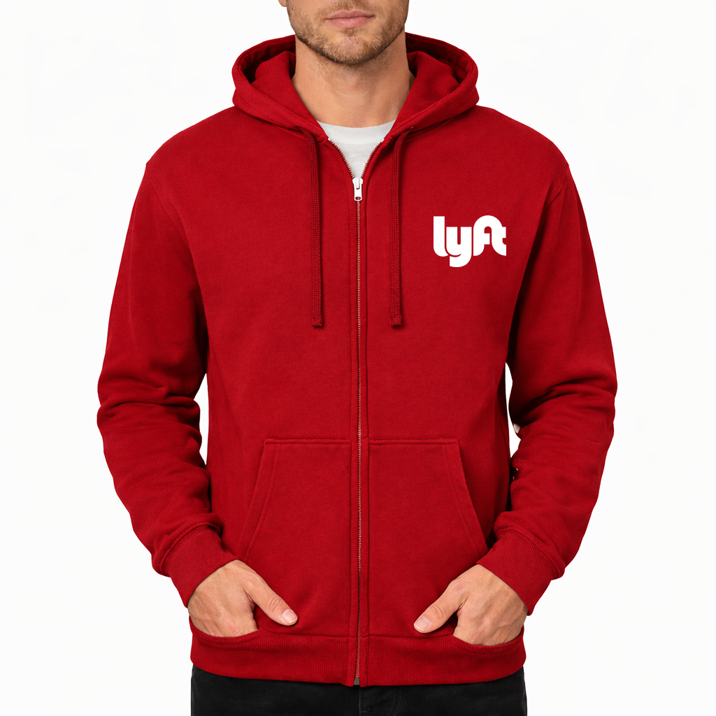 Lyft white Zipper Hoodie - Red