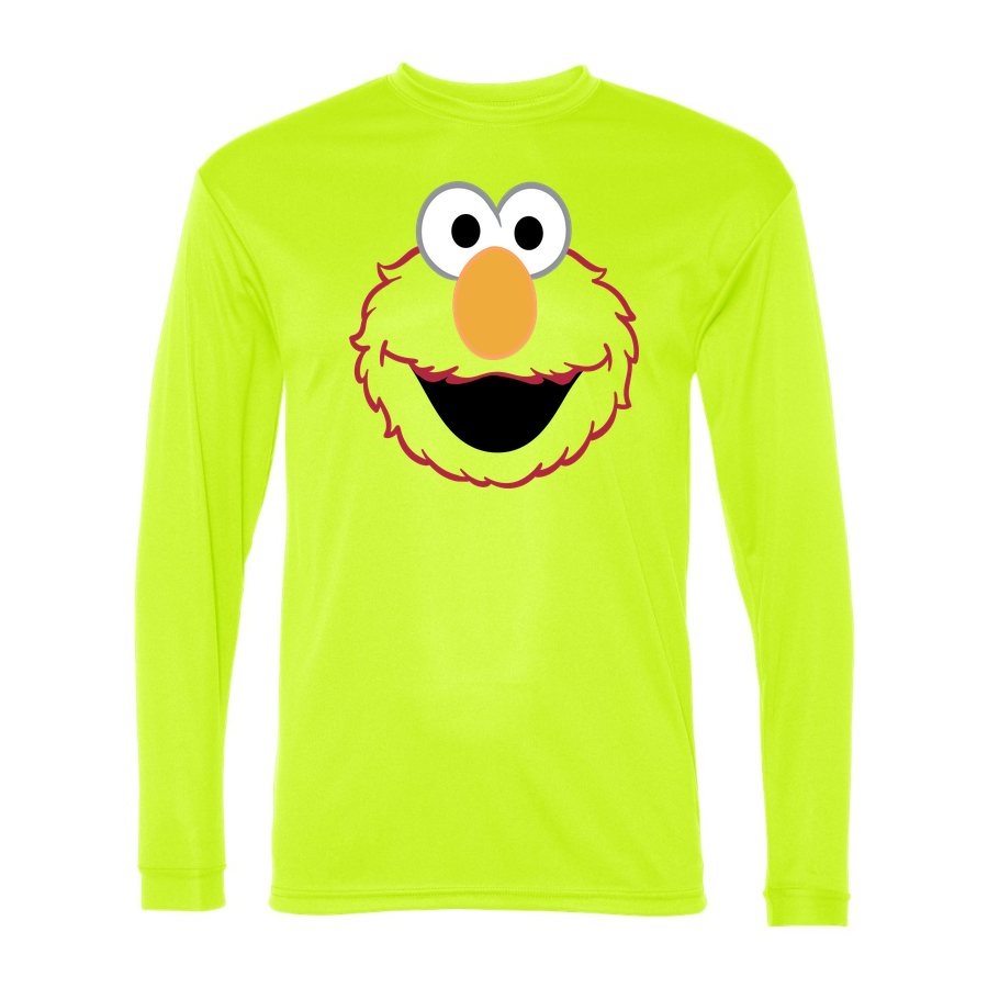 Men's Elmo Face Polyester Long Sleeve T-Shirt - Safety Yellow