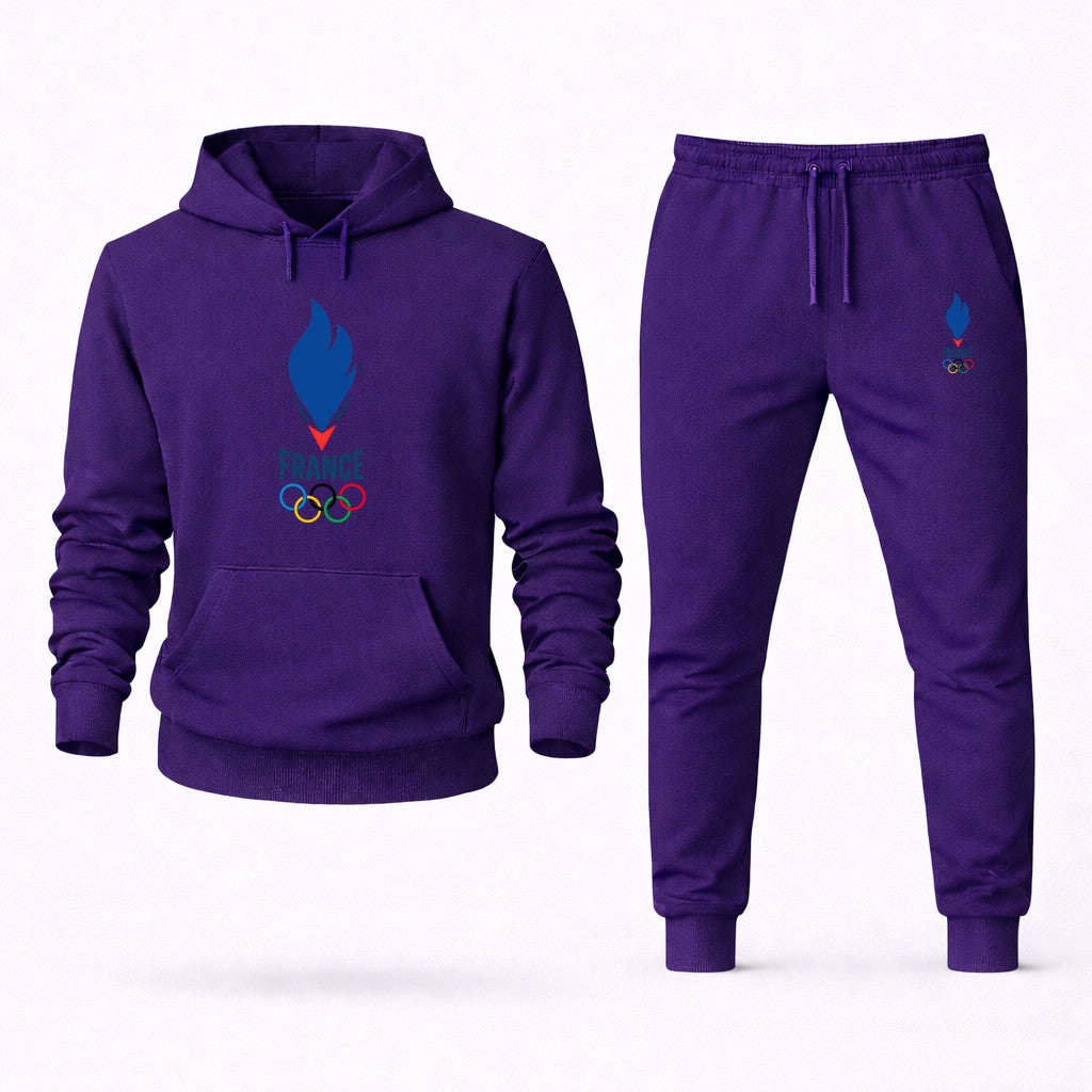 France 2024 Hoodie and Joggers Set - Purple