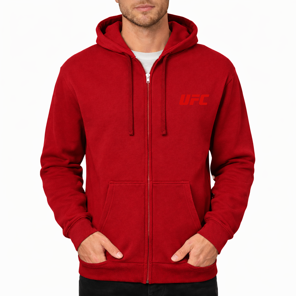 Men's UFC Logo Zipper Hoodie - Red