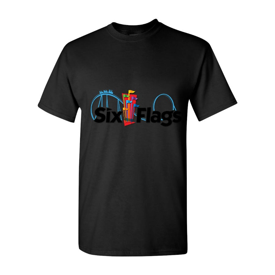 Men's Six Flags Cotton T-Shirt - Black