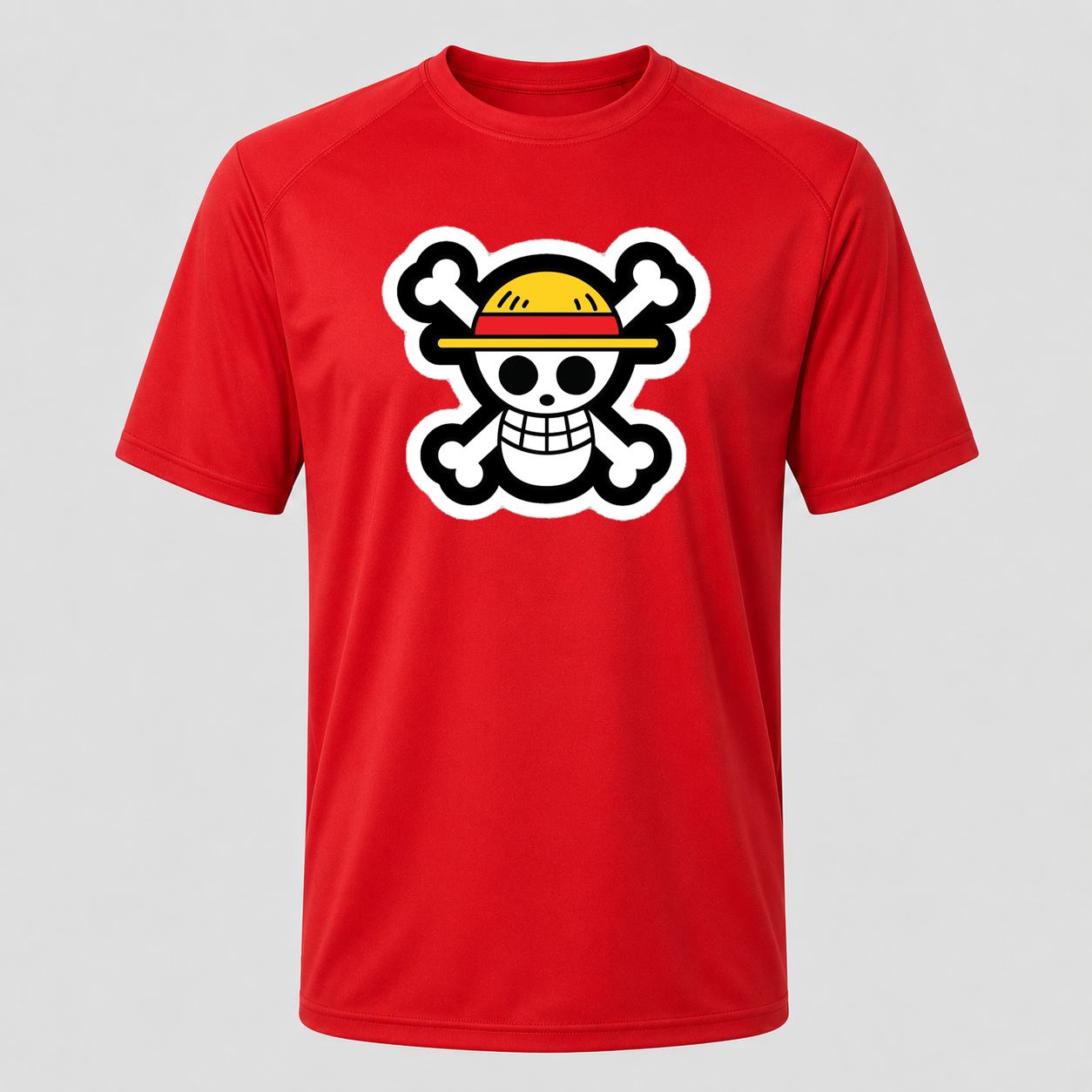 Men's Straw Hat Luffy Performance T-Shirt - Red