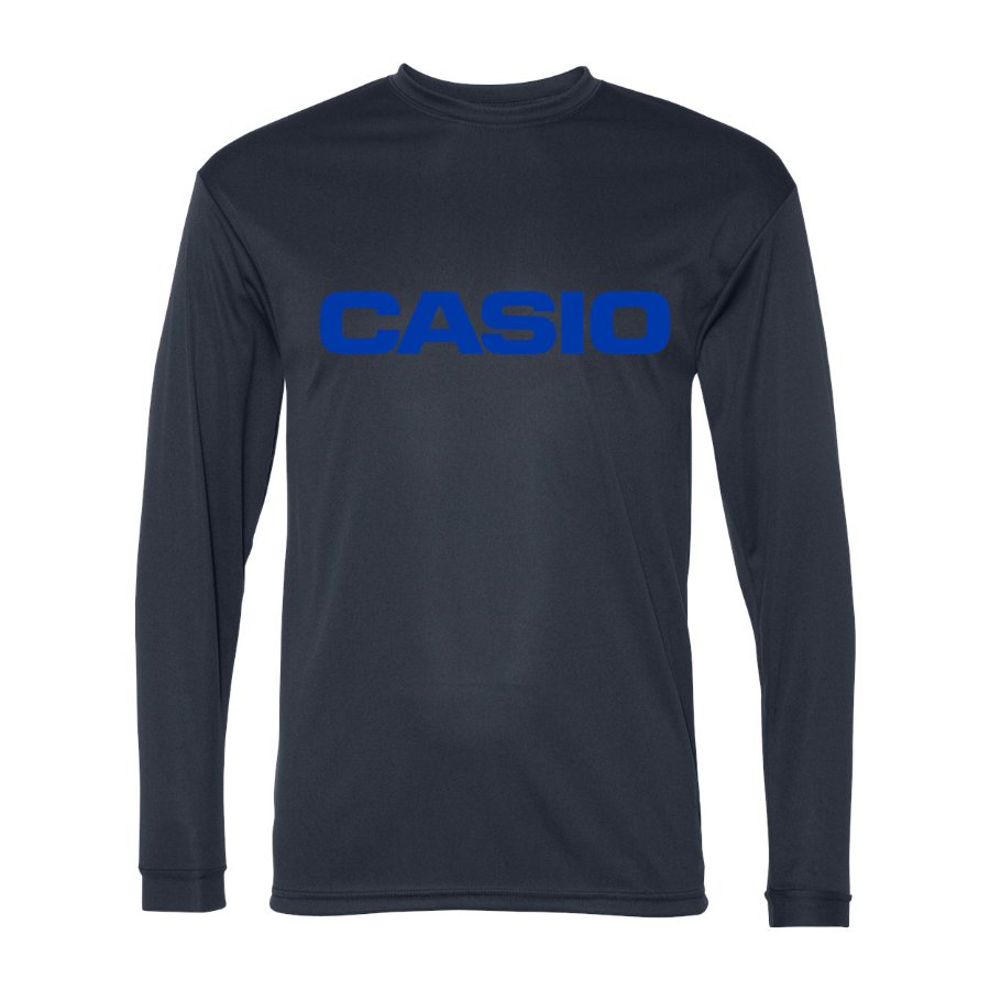 Men's Casio Polyester Long Sleeve T-Shirt - Navy
