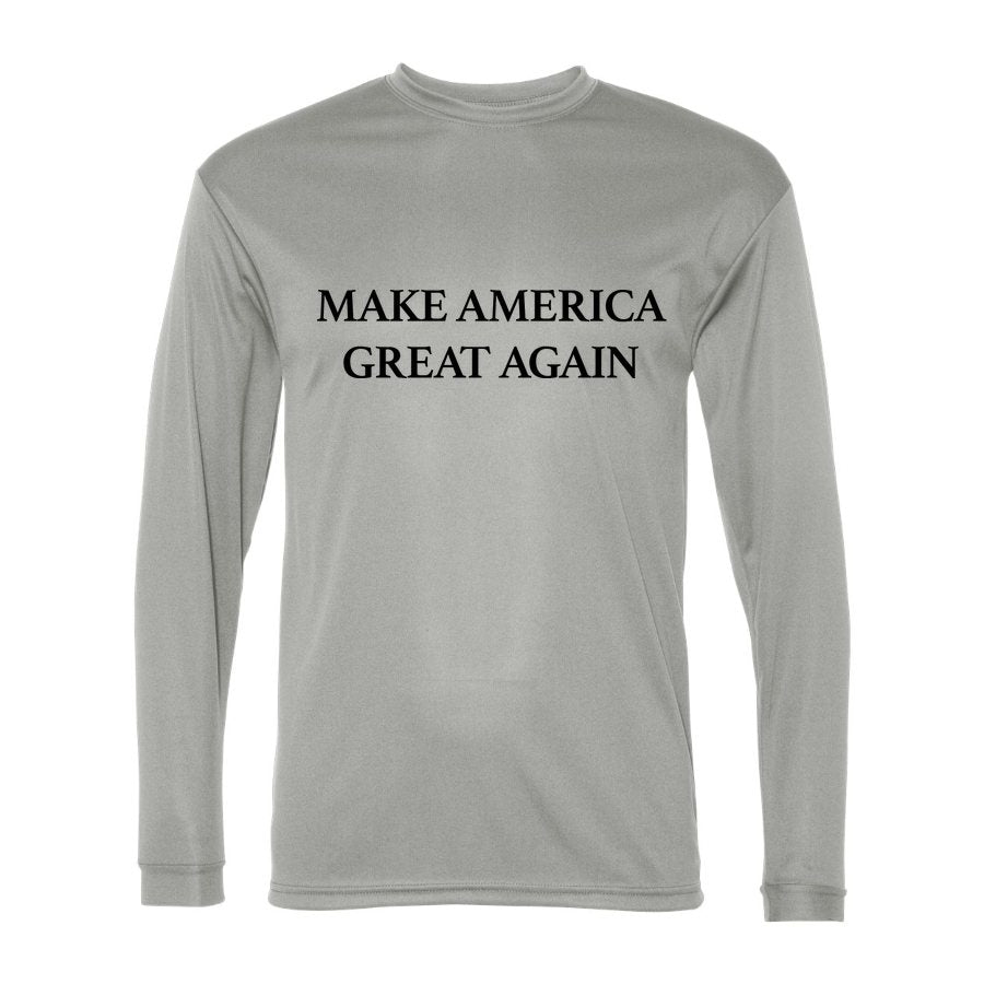 Men's Make America Great Again Polyester Long Sleeve T-Shirt - Silver