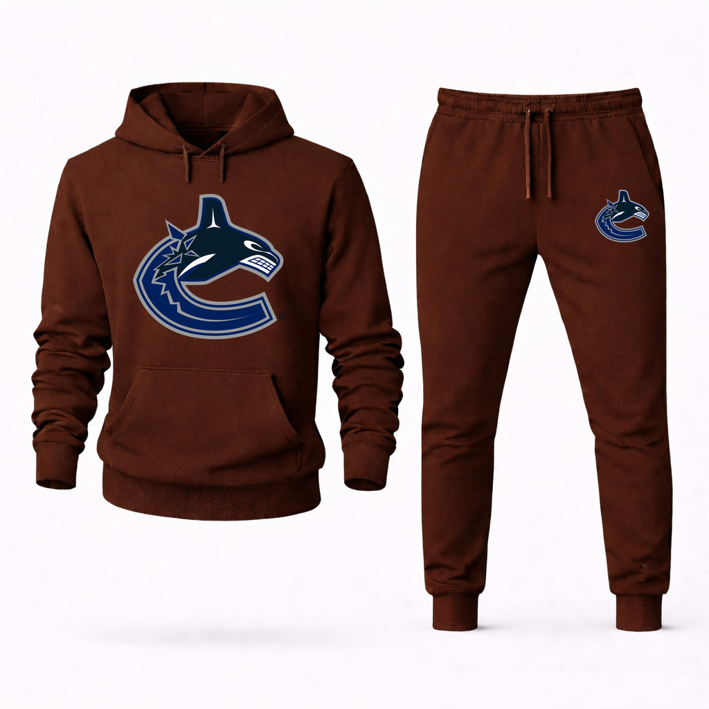 Vancouver Canucks Hoodie and Joggers Set - Brown
