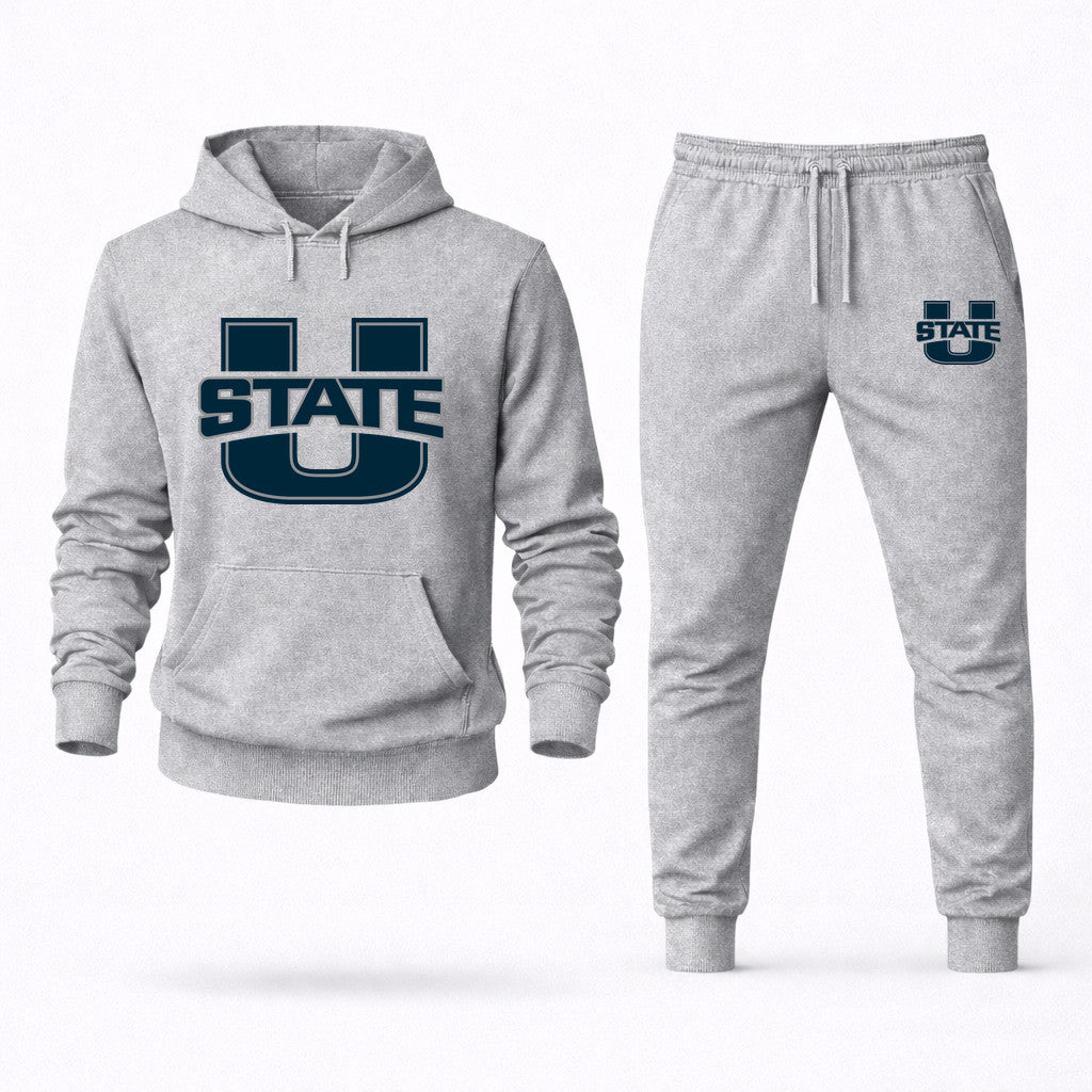 Utah State Aggies Hoodie and Joggers Set - Grey