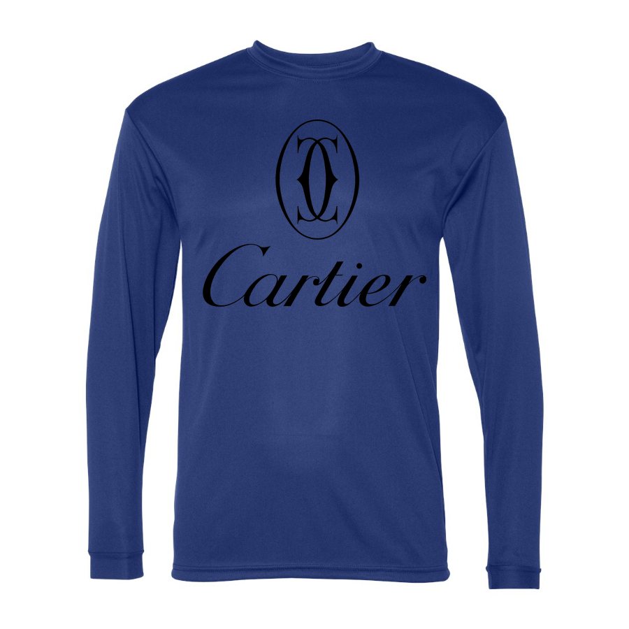 Men's Cartier Black Logo Polyester Long Sleeve T-Shirt - Royal Blue