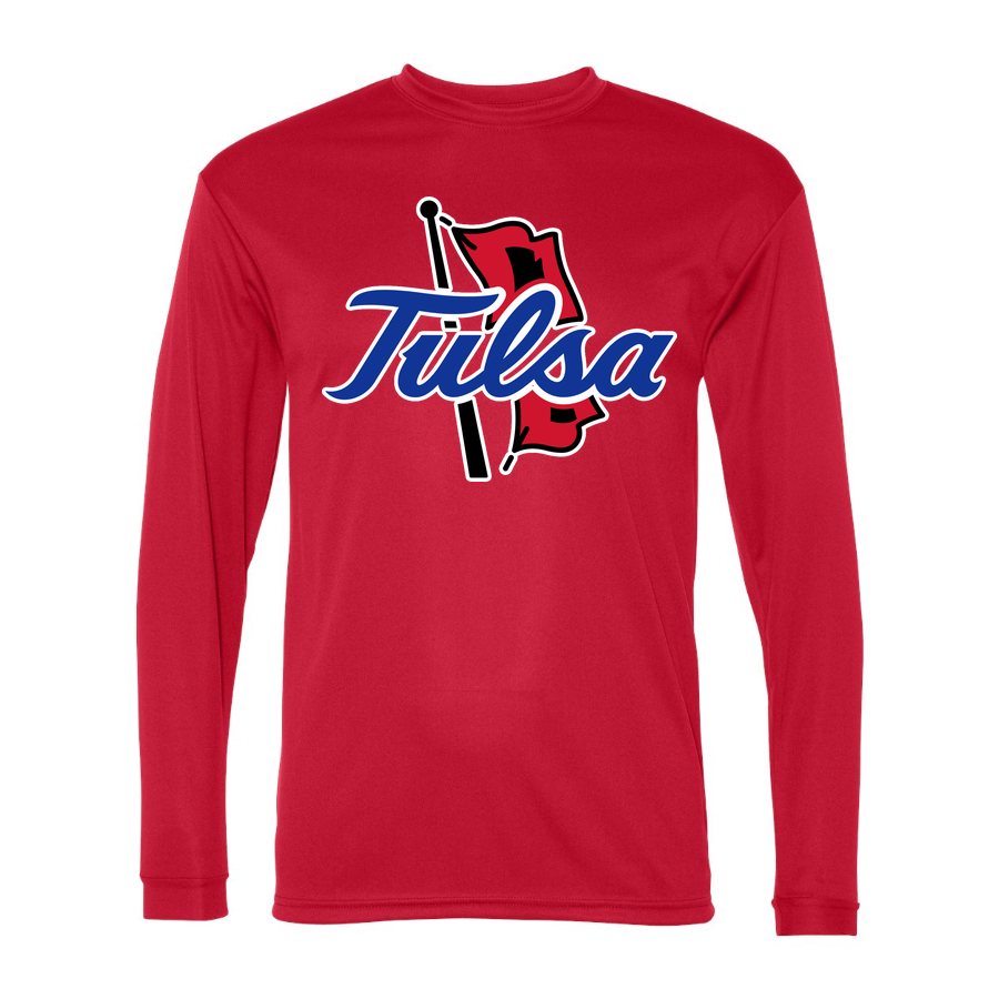 Men's Tulsa Golden Hurricane Polyester Long Sleeve T-Shirt - Red