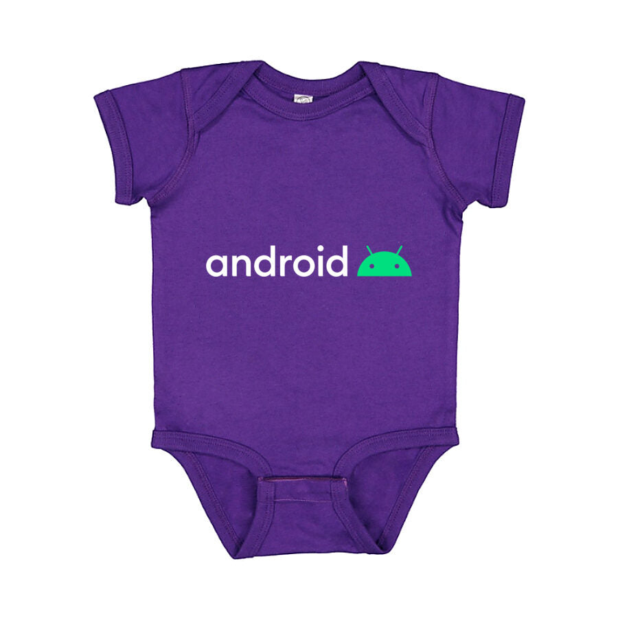 Android White Logo Baby Romper Onesie - Purple