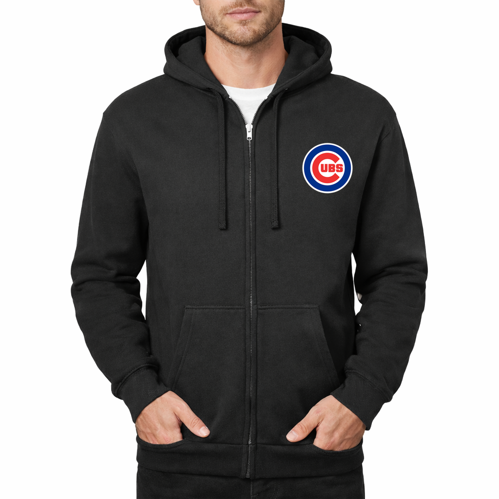 Men's Chicago Cubs Zipper Hoodie - Black