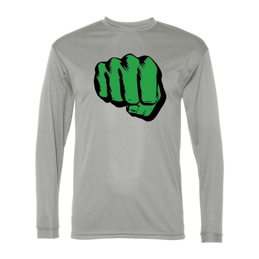 Men's Hulk Punch Polyester Long Sleeve T-Shirt - Silver