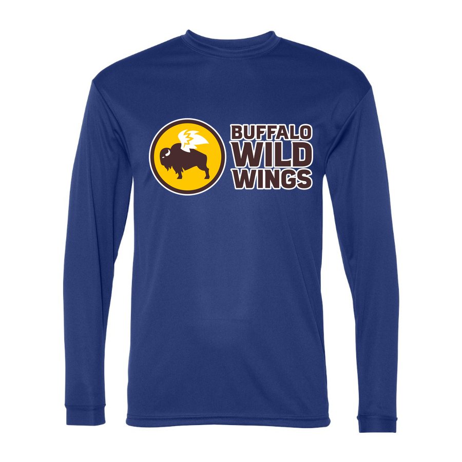 Men's Buffalo Wild Wings Polyester Long Sleeve T-Shirt - Royal Blue
