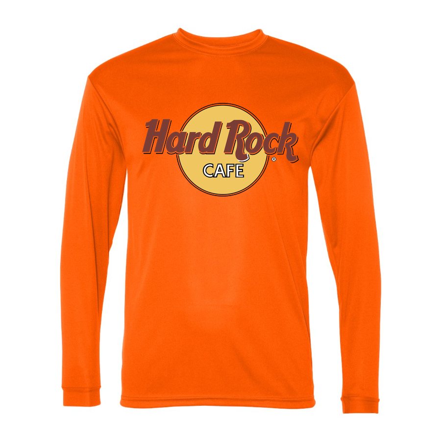 Men's Hard Rock Cafe Polyester Long Sleeve T-Shirt - Safety Orange