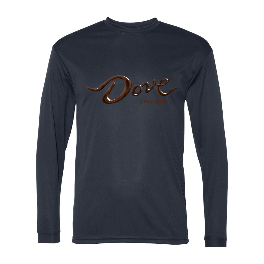 Men's Dove Chocolate food Polyester Long Sleeve T-Shirt - Navy