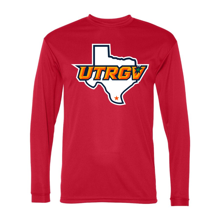 Men's UTRGV Vaqueros Polyester Long Sleeve T-Shirt - Red