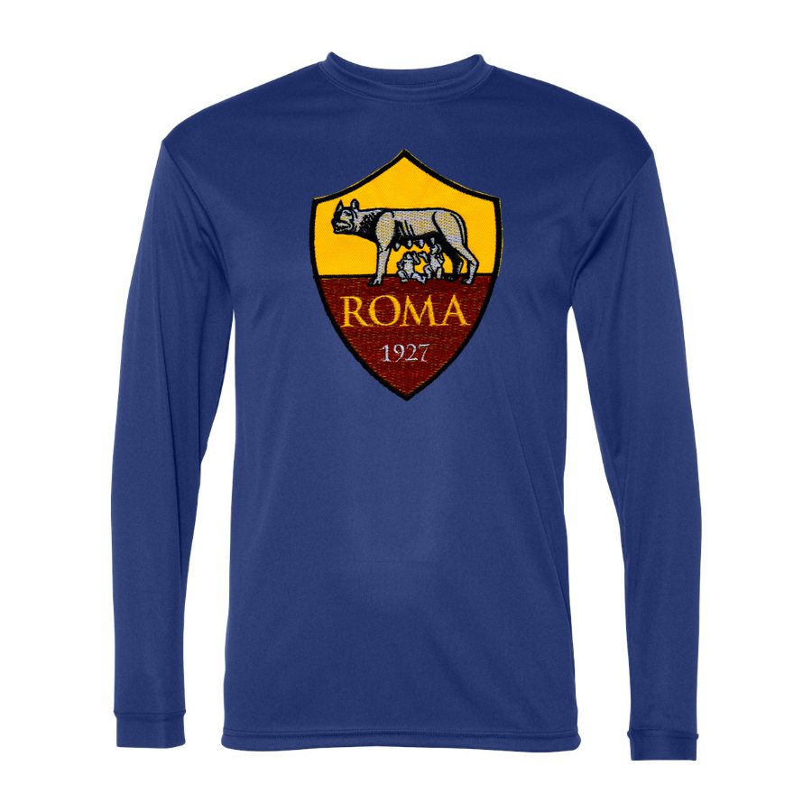 Men's AS Roma FC Polyester Long Sleeve T-Shirt - Royal Blue