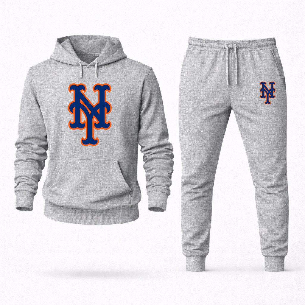 New York Mets Hoodie and Joggers Set - Grey