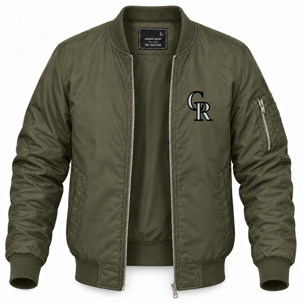 Men's Colorado Rockies Lightweight Bomber Jacket - Army Green