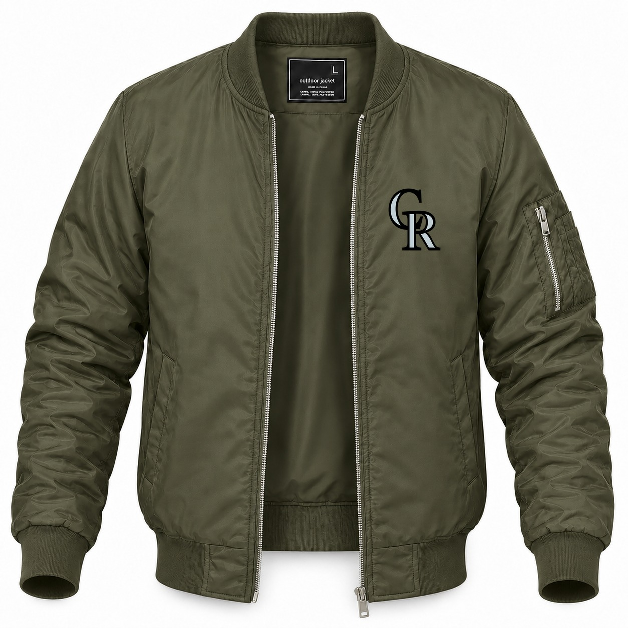 Men's Colorado Rockies Lightweight Bomber Jacket - Army Green