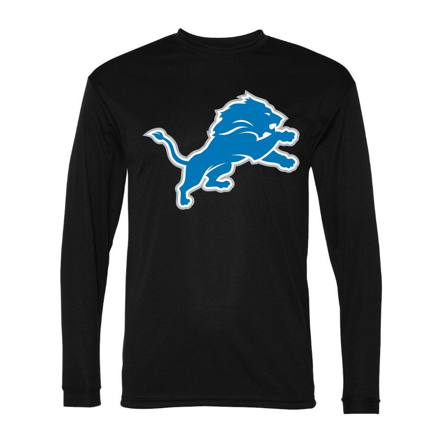 Men's Detroit Lions Polyester Long Sleeve T-Shirt - Black