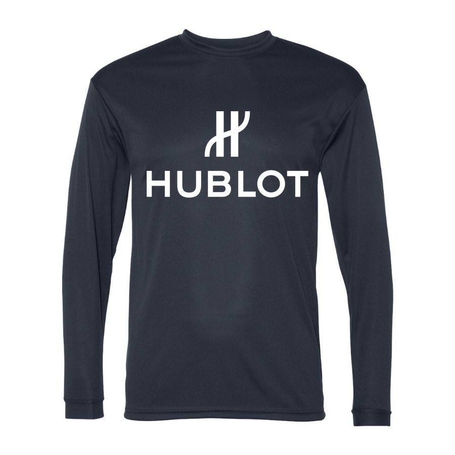Men's Hublot White Logo Polyester Long Sleeve T-Shirt - Navy