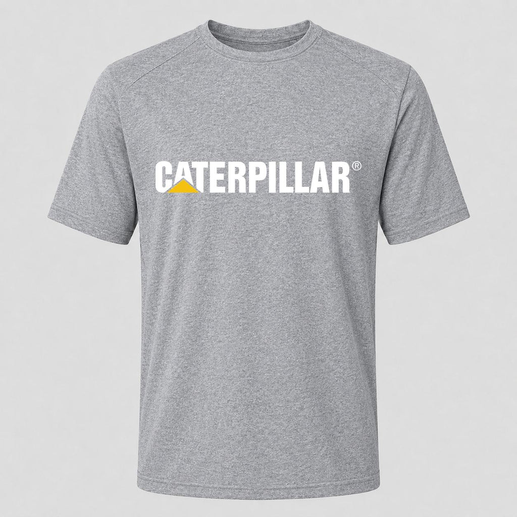Men's Caterpillar White Performance T-Shirt - Gray