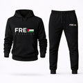 Free Palestine White Hoodie and Joggers Set - Black