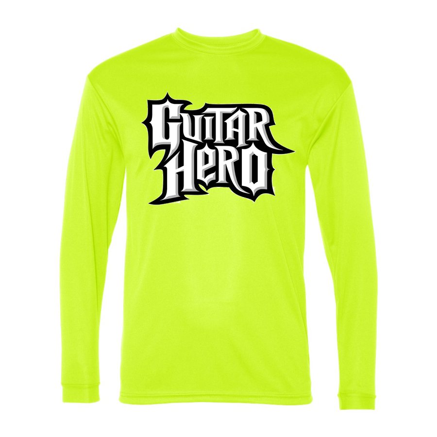Men's Guitar Hero Polyester Long Sleeve T-Shirt - Safety Yellow