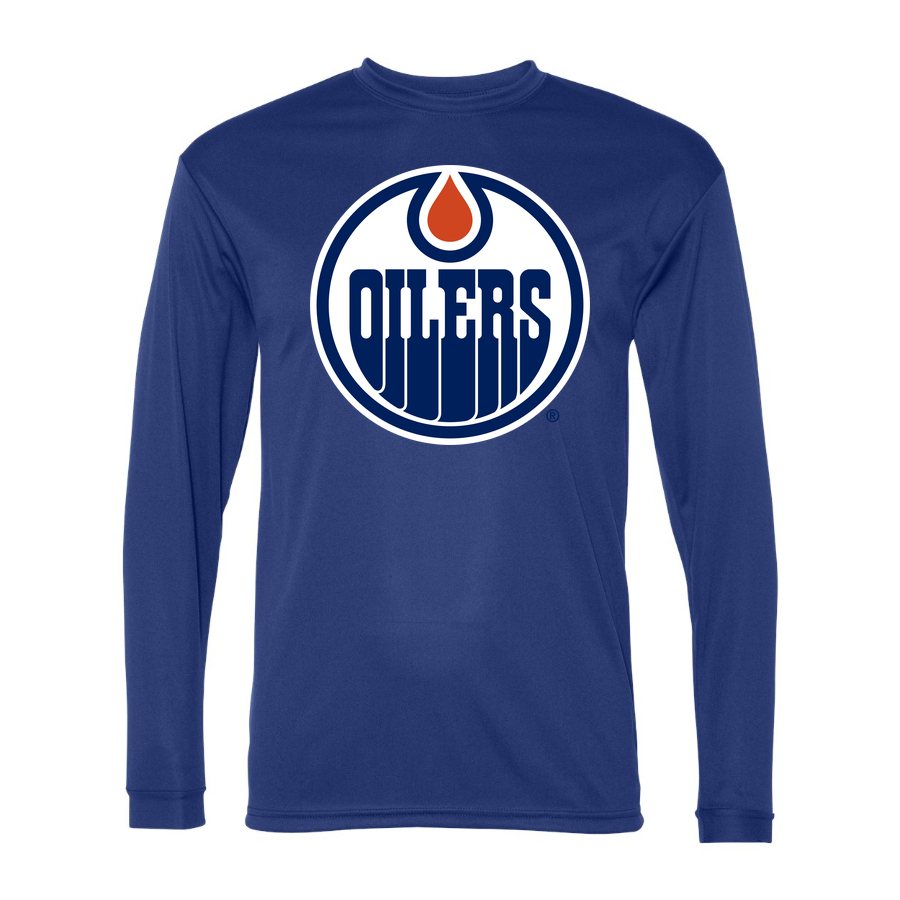 Men's Edmonton Oilers Polyester Long Sleeve T-Shirt - Royal Blue