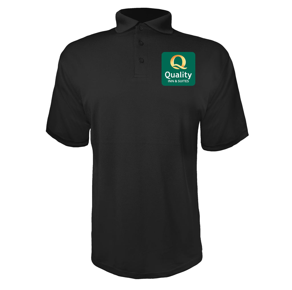 Quality Inn & Suites men's polyester polo in Black